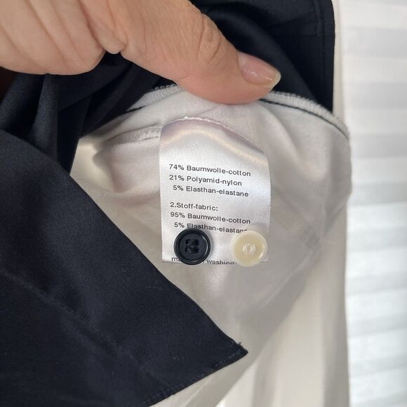 Akris Punto Exclusive for Saks Fifth Avenue Shirt color block navy-white, size 4 - Picture 7 of 8